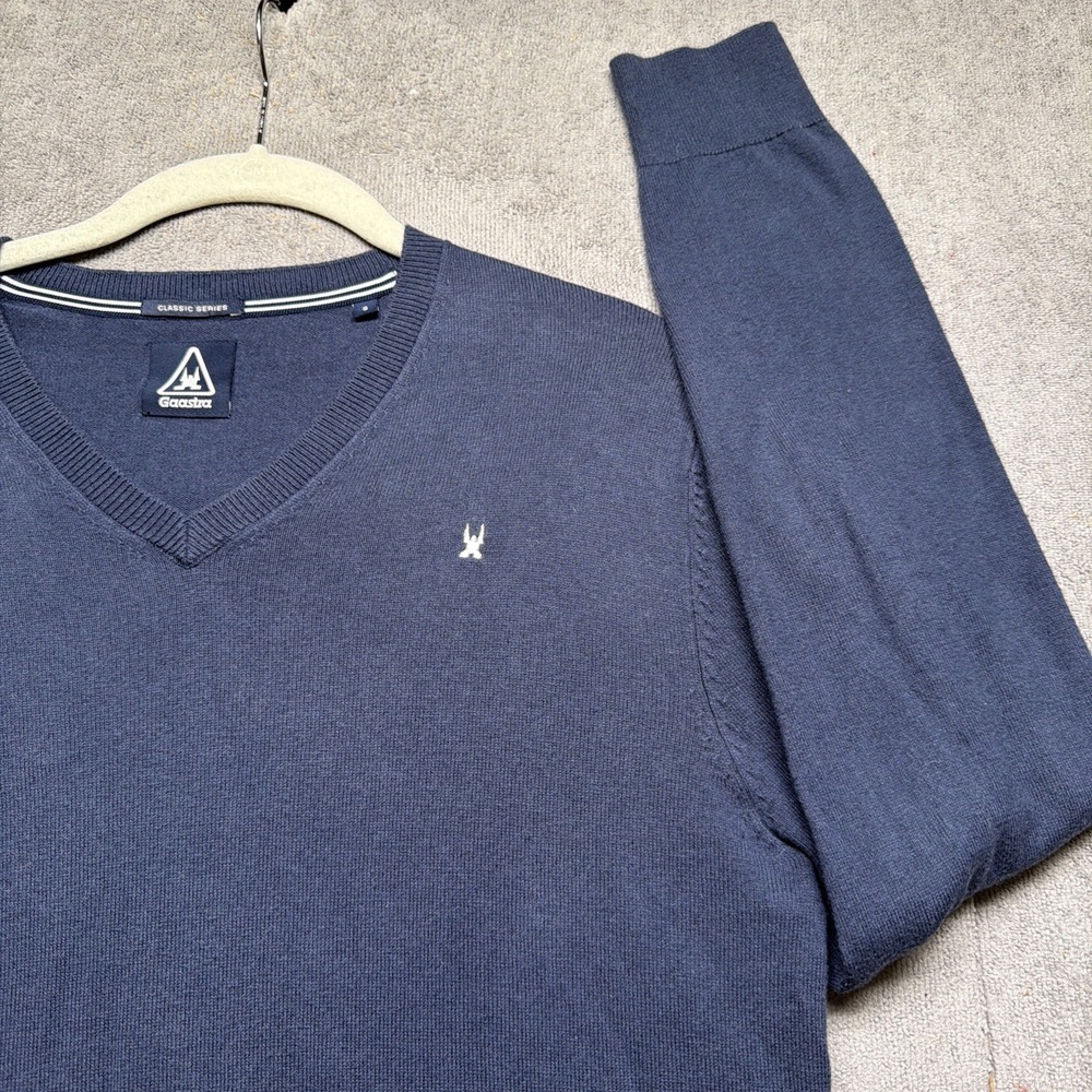 Cashmere Blend Sweater V Neck Navy Blue Silk Gaastra Mens‎ Small